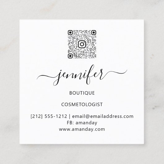 プロフェッショナルブティックショップフローラ白黒金ゴールド スクエア名刺 (裏面)