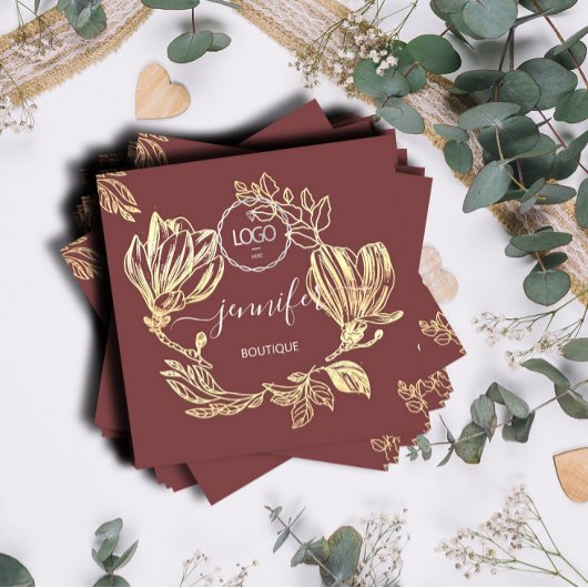 プロフェッショナルブティックショップフローラQRロゴバラ スクエア名刺