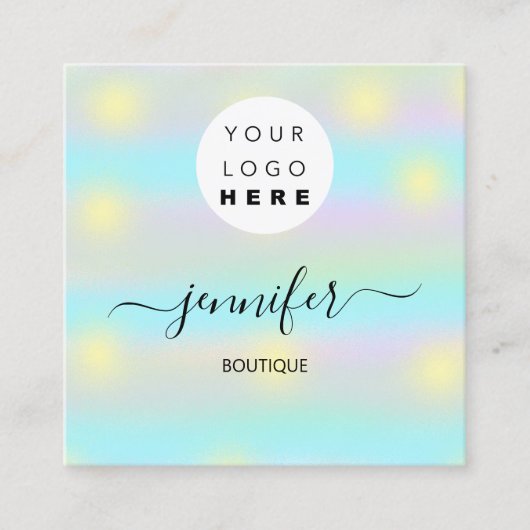 プロフェッショナルブティックショップブルーイエローQRロゴ スクエア名刺 (正面)