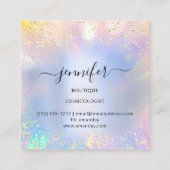 プロフェッショナルブティックショップブルーグリッターホログラフ3D スクエア名刺 (裏面)