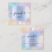 プロフェッショナルブティックショップブルーグリッターホログラフ スクエア名刺 (正面/裏面)