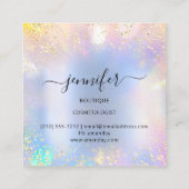 プロフェッショナルブティックショップブルーグリッターホログラフ スクエア名刺 (裏面)