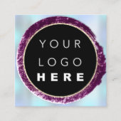 プロフェッショナルブティックショップブルーバラシルバーロゴ スクエア名刺 (正面)