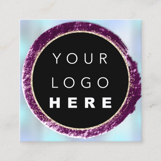 プロフェッショナルブティックショップブルーバラシルバーロゴ スクエア名刺 (正面)