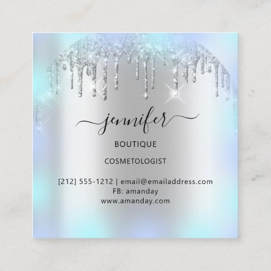 プロフェッショナルブティックショップブルーバラシルバーロゴ スクエア名刺 (裏面)