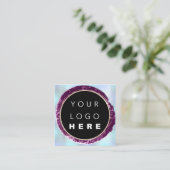 プロフェッショナルブティックショップブルーバラシルバーロゴ スクエア名刺 (スタンド正面)