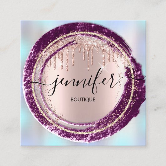 プロフェッショナルブティックショップブルーバラベリードリップ スクエア名刺 (正面)