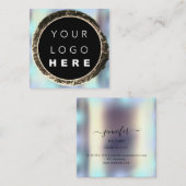 プロフェッショナルブティックショップブルー金ゴールドロゴ スクエア名刺 (正面/裏面)