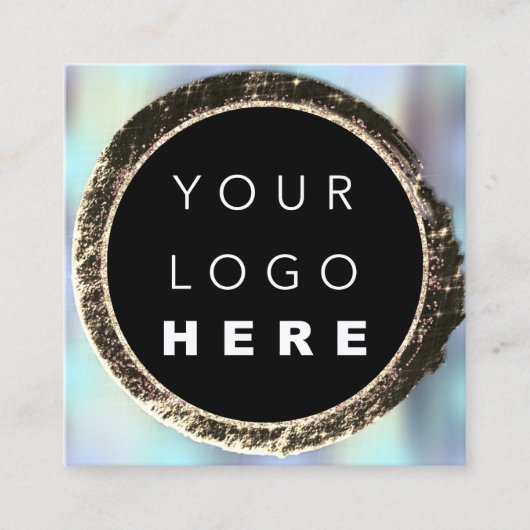 プロフェッショナルブティックショップブルー金ゴールドロゴ スクエア名刺 (正面)