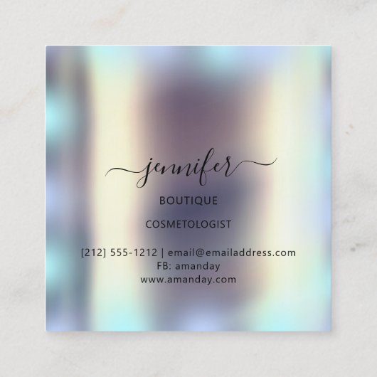 プロフェッショナルブティックショップブルー金ゴールドロゴ スクエア名刺 (裏面)