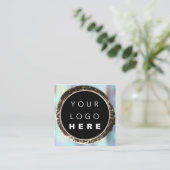 プロフェッショナルブティックショップブルー金ゴールドロゴ スクエア名刺 (スタンド正面)