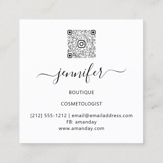 プロフェッショナルブティックショップホログラフィスブルーホワイト スクエア名刺 (裏面)