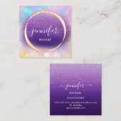 プロフェッショナルブティックショップホログラフバラ紫 スクエア名刺 (正面/裏面)