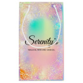 プロフェッショナルブティックショップホログラフピンク金ゴールド スモールペーパーバッグ (裏面)