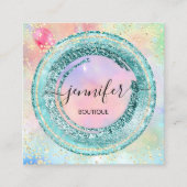 プロフェッショナルブティックショップホログラフQRコードグリーン スクエア名刺 (正面)