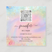 プロフェッショナルブティックショップホログラフQRコードグリーン スクエア名刺 (裏面)