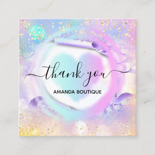 プロフェッショナルブティックショップホワイトハートホログラフ スクエア名刺 (正面)