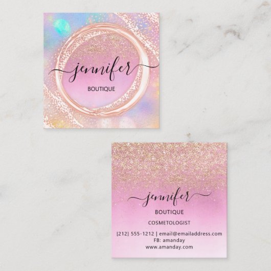 プロフェッショナルブティックショップ美しいグラデーショングリッター スクエア名刺 (正面/裏面)
