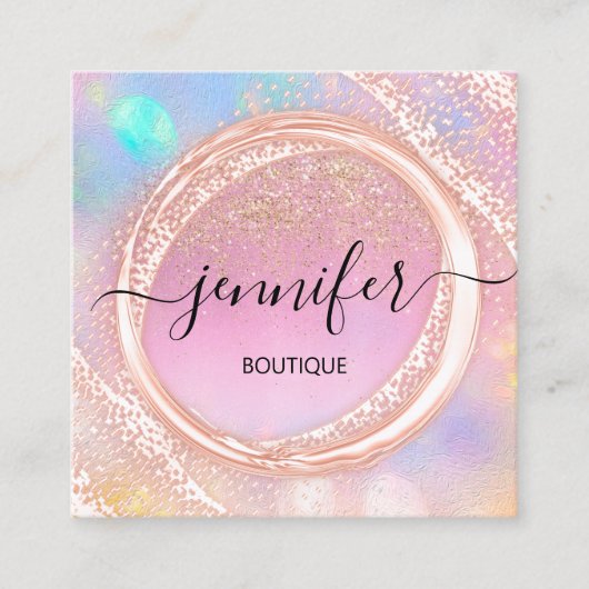 プロフェッショナルブティックショップ美しいグラデーショングリッター スクエア名刺 (正面)