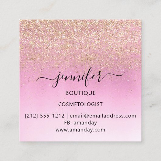 プロフェッショナルブティックショップ美しいグラデーショングリッター スクエア名刺 (裏面)