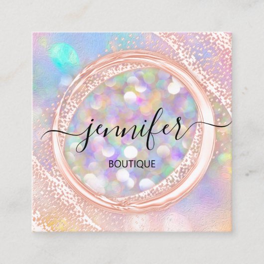 プロフェッショナルブティックショップ美しいグラムホログラフ スクエア名刺 (正面)