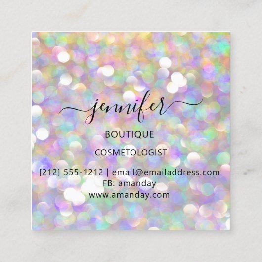 プロフェッショナルブティックショップ美しいグラムホログラフ スクエア名刺 (裏面)