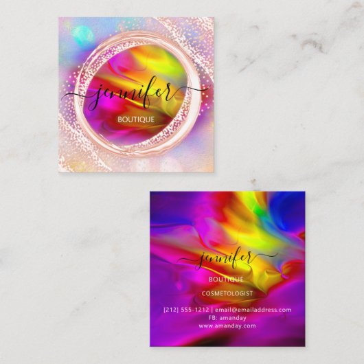 プロフェッショナルブティックショップ美しいスパホログラフ スクエア名刺 (正面/裏面)