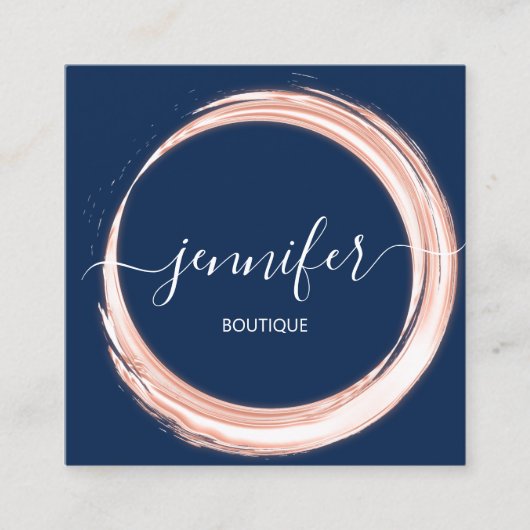 プロフェッショナルブティックショップ美しいネイビーピンク スクエア名刺 (正面)