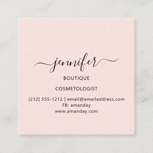 プロフェッショナルブティックショップ美しいバラホログラフィフ スクエア名刺 (裏面)