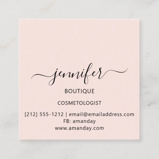 プロフェッショナルブティックショップ美しいピンクルクス スクエア名刺 (裏面)