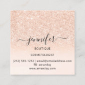 プロフェッショナルブティックショップ美しいピンクローズ スクエア名刺 (裏面)