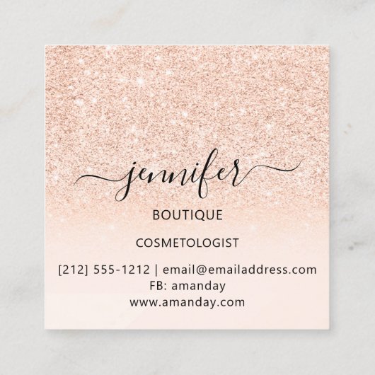 プロフェッショナルブティックショップ美しいピンクローズ スクエア名刺 (裏面)