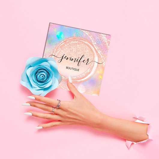 プロフェッショナルブティックショップ美しいピンクローズ スクエア名刺