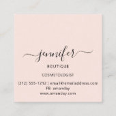 プロフェッショナルブティックショップ美しいピンク赤面 スクエア名刺 (裏面)