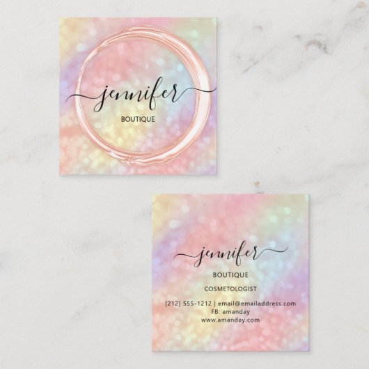 プロフェッショナルブティックショップ美しいホログラフィー スクエア名刺 (正面/裏面)