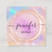 プロフェッショナルブティックショップ美しいロゴホログラフィック スクエア名刺 (正面)