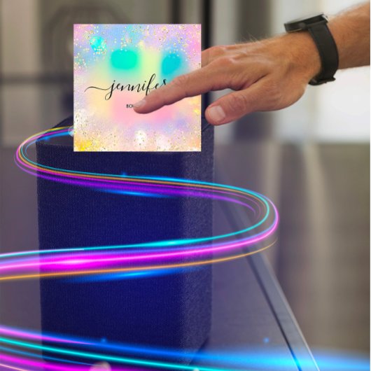 プロフェッショナルブティックショップ金ゴールドグリッターホログラフ スクエア名刺