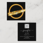 プロフェッショナルブティックショップ金ゴールドブラックQRCODEロゴ スクエア名刺 (正面/裏面)