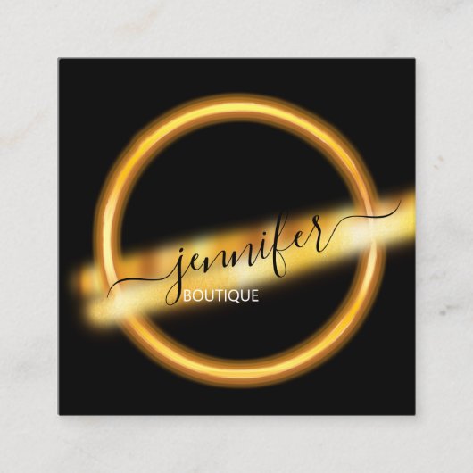 プロフェッショナルブティックショップ金ゴールドブラックQRCODEロゴ スクエア名刺 (正面)