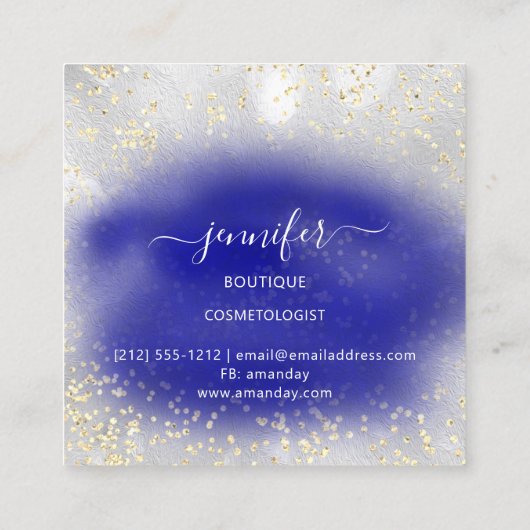 プロフェッショナルブティックショップ金ゴールド王室のブルーシルバー スクエア名刺 (裏面)