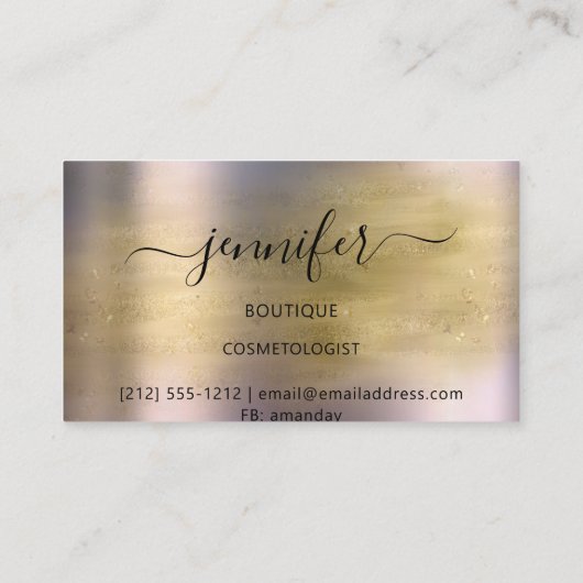 プロフェッショナルブティックショップ金ゴールド紫 名刺 (裏面)