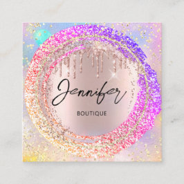 プロフェッショナルブティックショップQRコードロゴホログラフ スクエア名刺