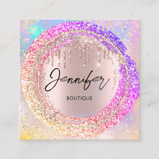 プロフェッショナルブティックショップQRコードロゴホログラフ スクエア名刺 (正面)