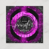 プロフェッショナルブティックロゴグリッターホットピンク スクエア名刺 (正面)