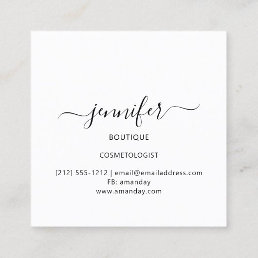 プロフェッショナルブティックロゴグリッターホットピンク スクエア名刺 (裏面)