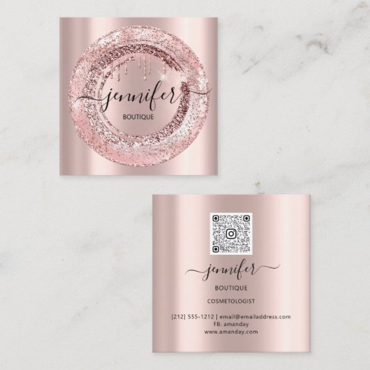 プロフェッショナルブティック美しいショップバラフレーム スクエア名刺 (正面/裏面)