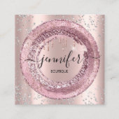 プロフェッショナルブティック美しいショップバラ赤面グレー スクエア名刺 (正面)