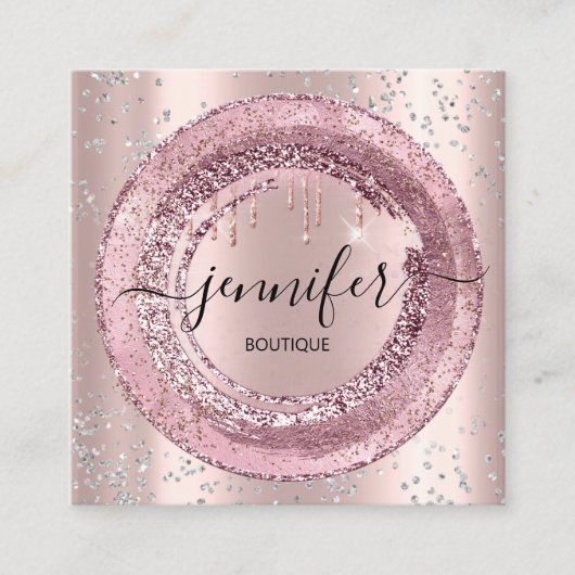 プロフェッショナルブティック美しいショップバラ赤面グレー スクエア名刺 (正面)