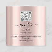 プロフェッショナルブティック美しいショップバラ赤面グレー スクエア名刺 (裏面)