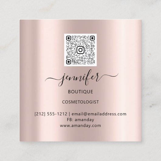 プロフェッショナルブティック美しいショップバラ赤面グレー スクエア名刺 (裏面)